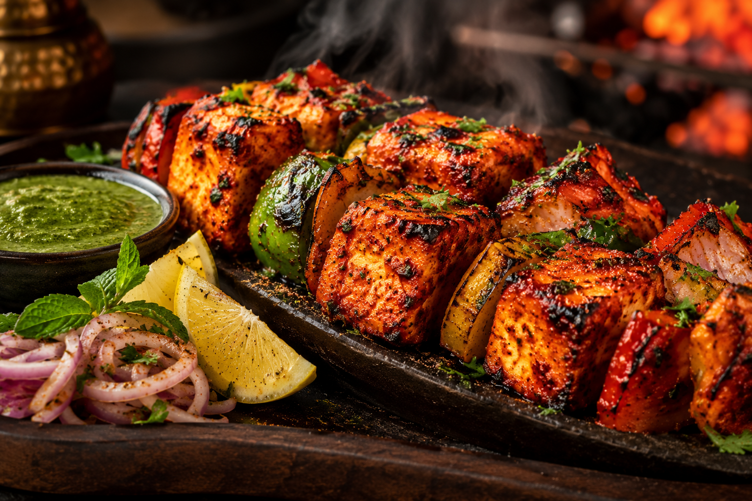 Paneer tikka grilled with peppers